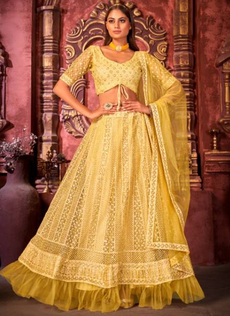 Yellow Colour VARNI ZEEYA RUKSANA Festive Wear Heavy Net Lahenga Choli Collection 6002